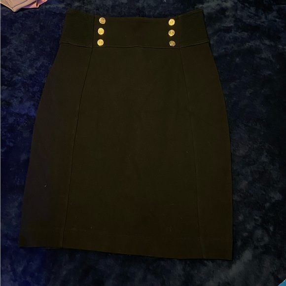 Express size 0 stretchy pencil skirt with gold decorative buttons and back zip - Picture 1 of 3